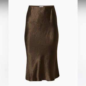 Midi slip skirt by Babaton (Aritzia) in deep brown